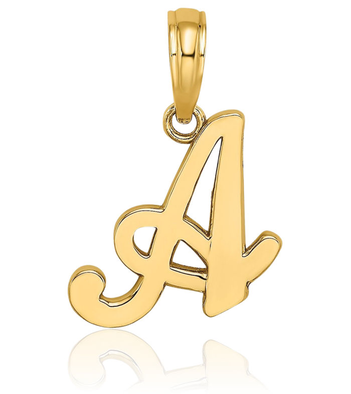 14K Solid Yellow Gold Dainty Letter A Initial Name Monogram Necklace Chain Pendant Charm