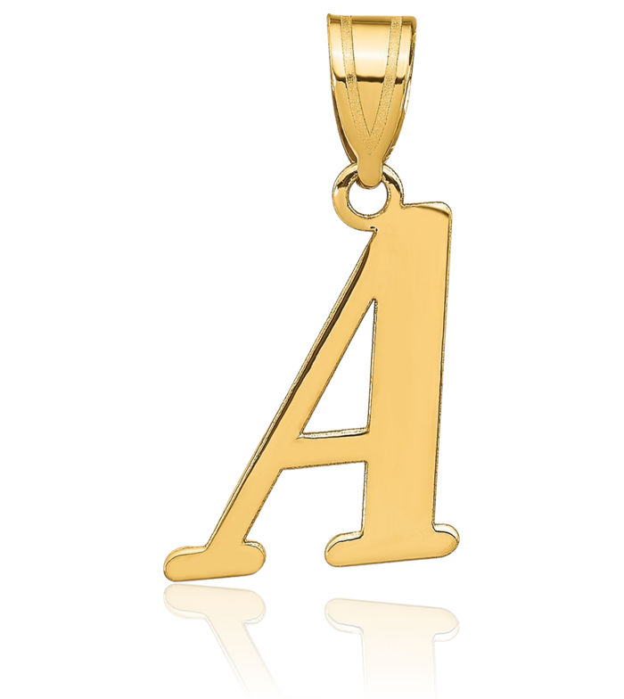 14K Solid Yellow Gold Dainty Letter A Initial Name Monogram Necklace Chain Pendant Charm