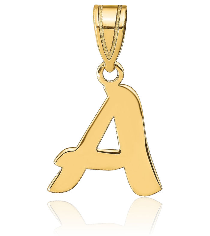 14K Solid Yellow Gold Dainty Letter A Initial Name Monogram Necklace Chain Pendant Charm