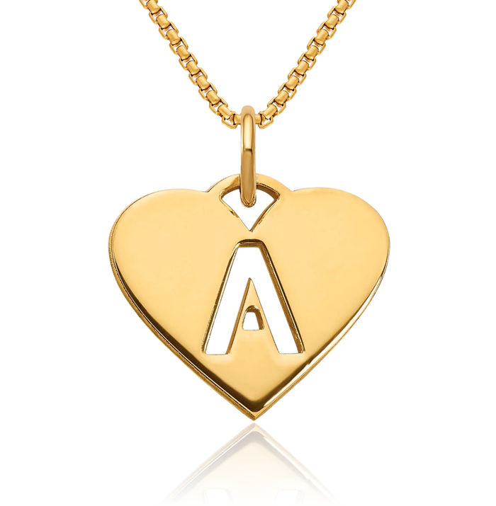 14K Solid Yellow Gold Dainty Letter A Initial Name Monogram Necklace Chain Pendant Charm