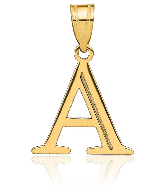 14K Solid Yellow Gold Dainty Letter A Initial Name Monogram Necklace Chain Pendant Charm