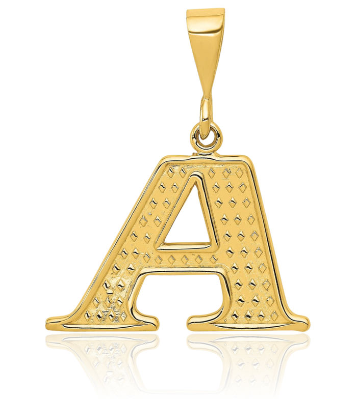 14K Solid Yellow Gold Dainty Letter A Initial Name Monogram Necklace Chain Pendant Charm