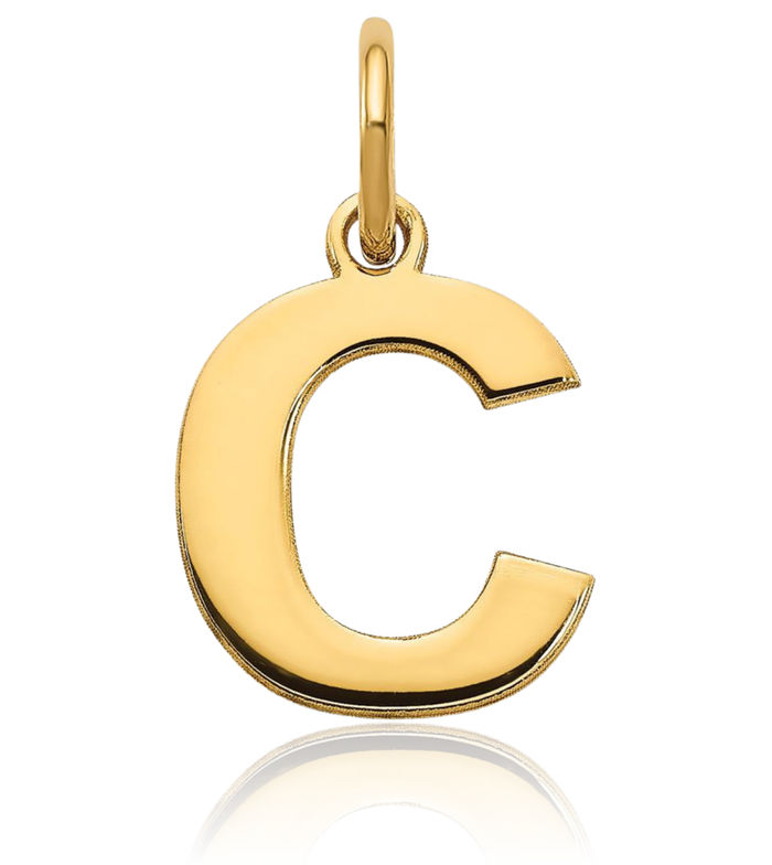 14K Solid Yellow Gold Dainty Letter C Initial Name Monogram Necklace Chain Pendant Charm