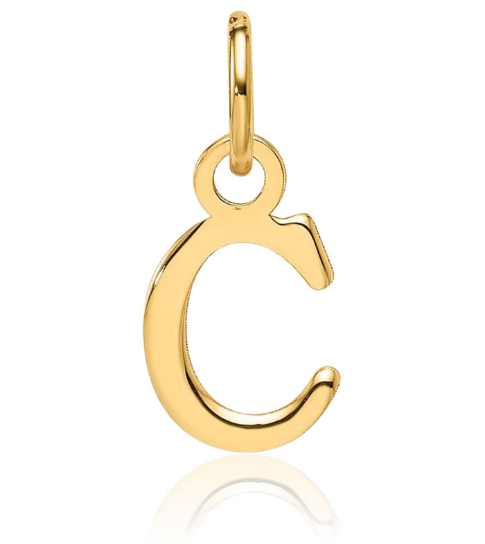 14K Solid Yellow Gold Dainty Letter C Initial Name Monogram Necklace Chain Pendant Charm