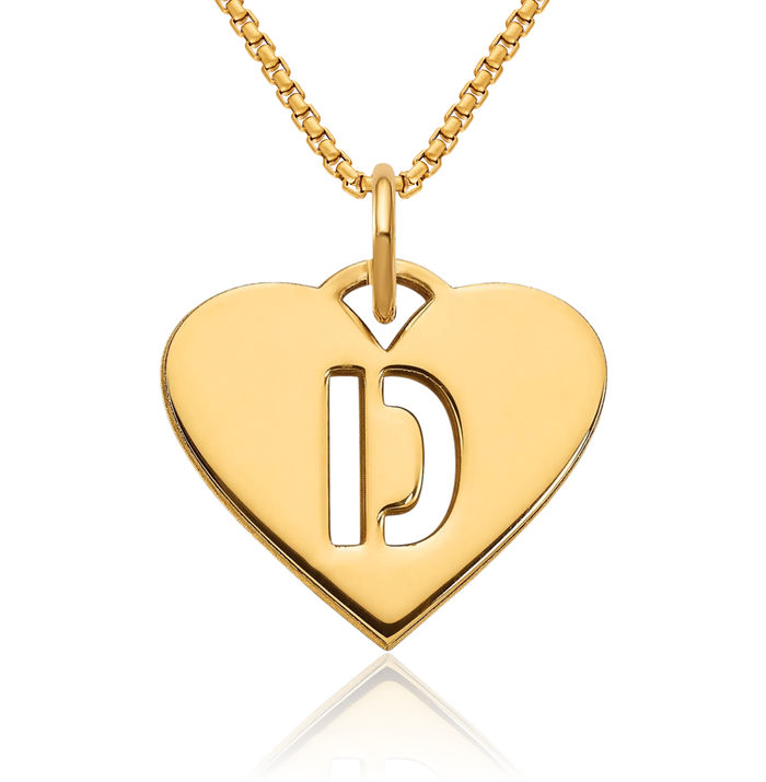 14K Solid Yellow Gold Dainty Letter D Initial Name Monogram Necklace Chain Pendant Charm