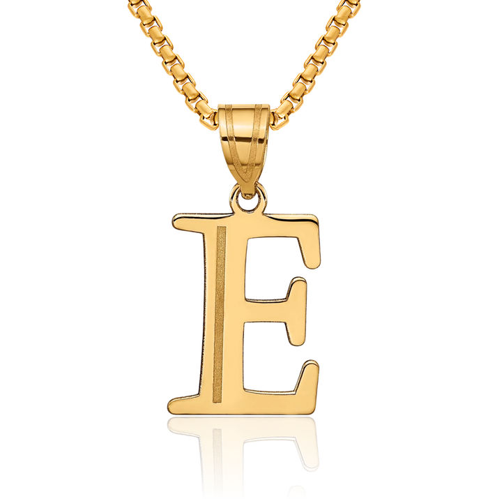 14K Solid Yellow Gold Dainty Letter E Initial Name Monogram Necklace Chain Pendant Charm