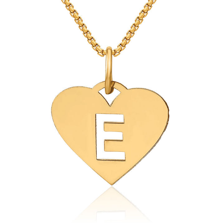 14K Solid Yellow Gold Dainty Letter E Initial Name Monogram Necklace Chain Pendant Charm