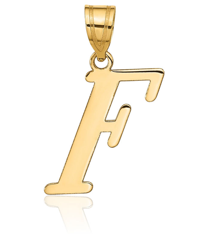 14K Solid Yellow Gold Dainty Letter F Initial Name Monogram Necklace Chain Pendant Charm