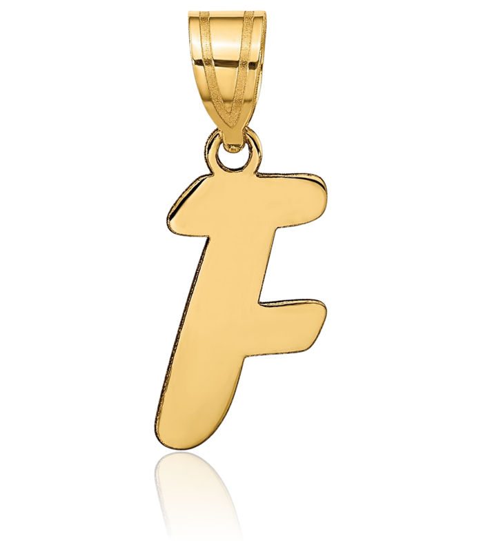 14K Solid Yellow Gold Dainty Letter F Initial Name Monogram Necklace Chain Pendant Charm