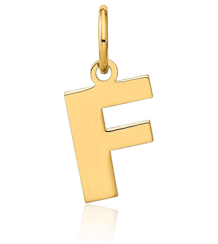 14K Solid Yellow Gold Dainty Letter F Initial Name Monogram Necklace Chain Pendant Charm