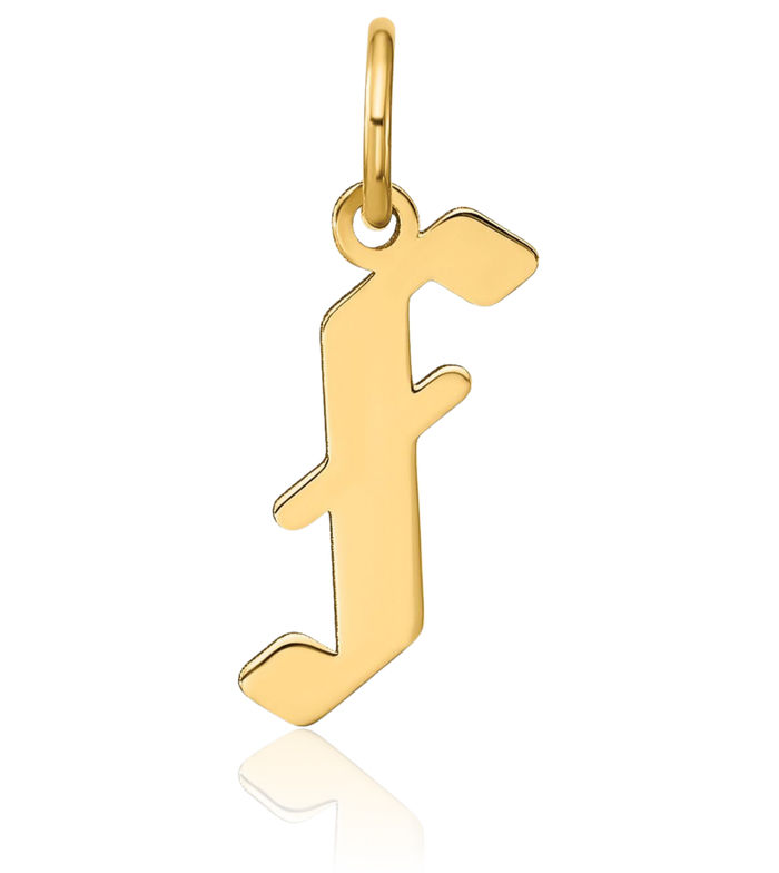 14K Solid Yellow Gold Dainty Letter F Initial Name Monogram Necklace Chain Pendant Charm