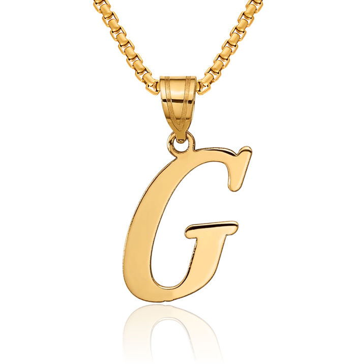 14K Solid Yellow Gold Dainty Letter G Initial Name Monogram Necklace Chain Pendant Charm