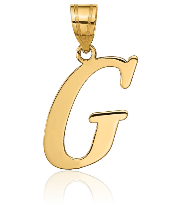 14K Solid Yellow Gold Dainty Letter G Initial Name Monogram Necklace Chain Pendant Charm