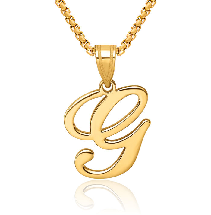 14K Solid Yellow Gold Dainty Letter G Initial Name Monogram Necklace Chain Pendant Charm