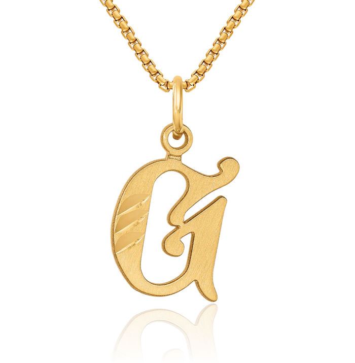 14K Solid Yellow Gold Dainty Letter G Initial Name Monogram Necklace Chain Pendant Charm