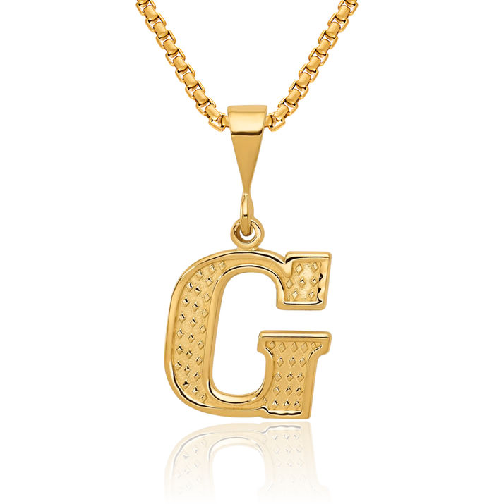 14K Solid Yellow Gold Dainty Letter G Initial Name Monogram Necklace Chain Pendant Charm