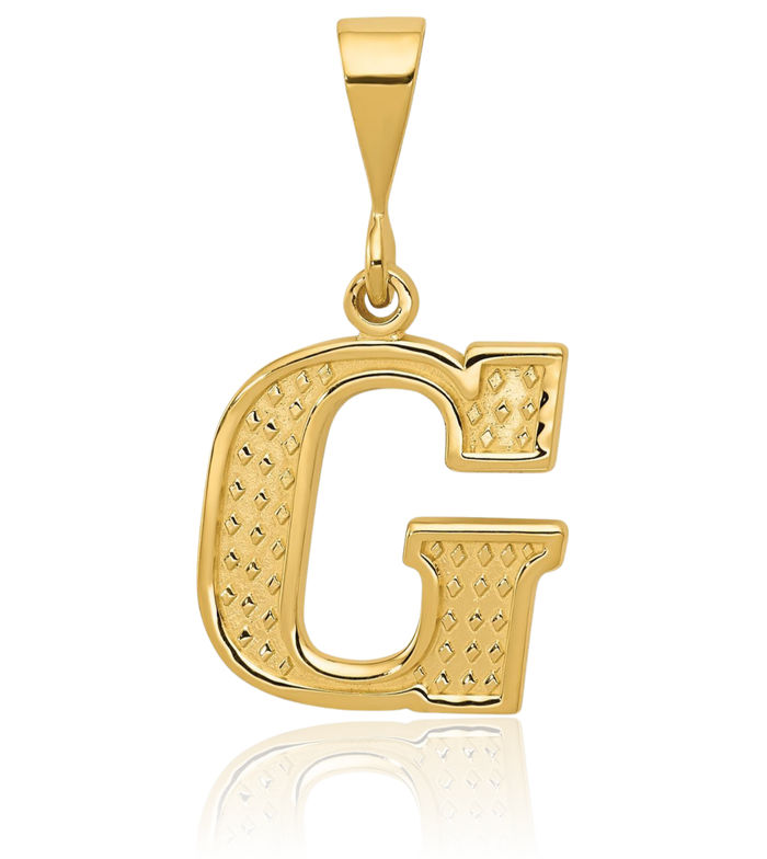 14K Solid Yellow Gold Dainty Letter G Initial Name Monogram Necklace Chain Pendant Charm