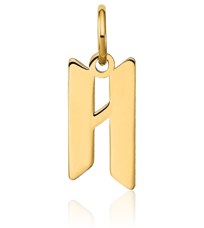 14K Solid Yellow Gold Dainty Letter H Initial Name Monogram Necklace Chain Pendant Charm