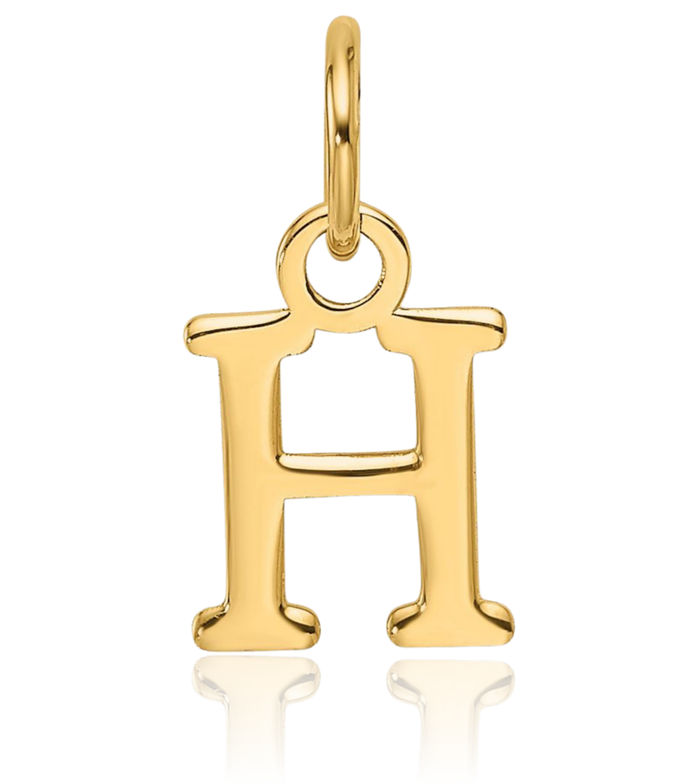 14K Solid Yellow Gold Dainty Letter H Initial Name Monogram Necklace Chain Pendant Charm
