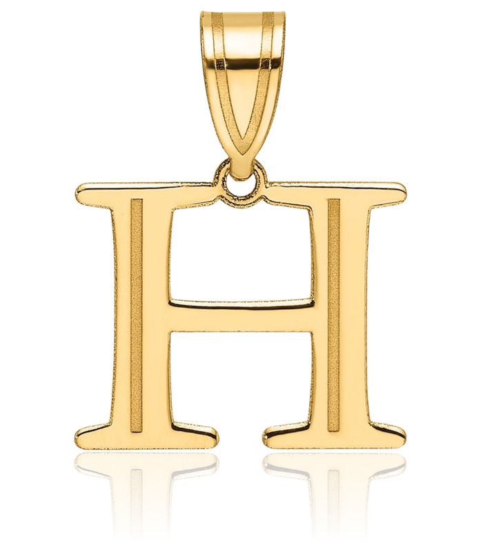 14K Solid Yellow Gold Dainty Letter H Initial Name Monogram Necklace Chain Pendant Charm