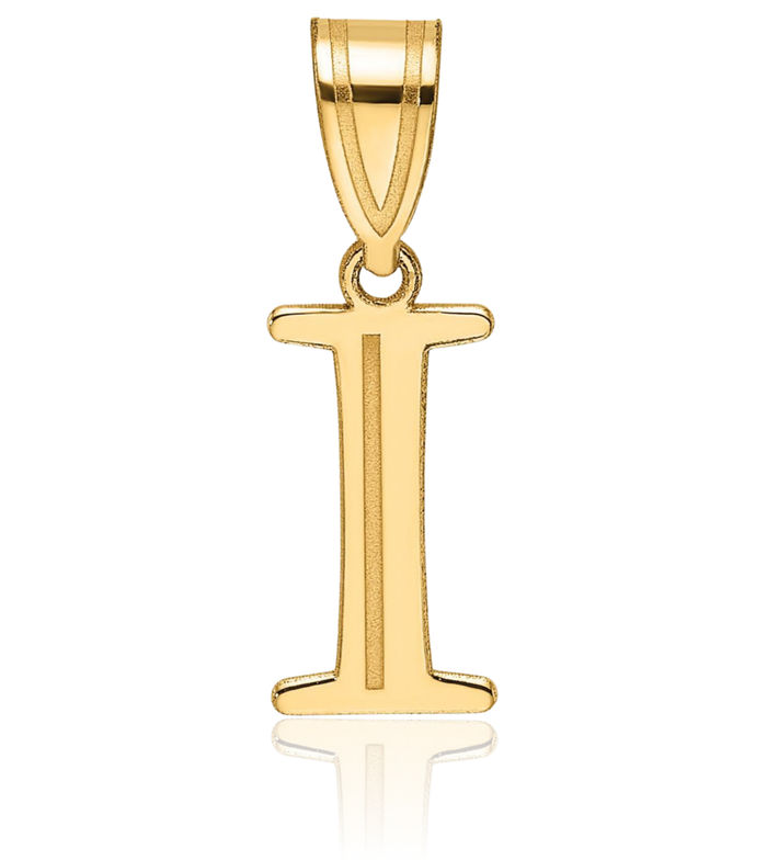 14K Solid Yellow Gold Dainty Letter I Initial Name Monogram Necklace Chain Pendant Charm