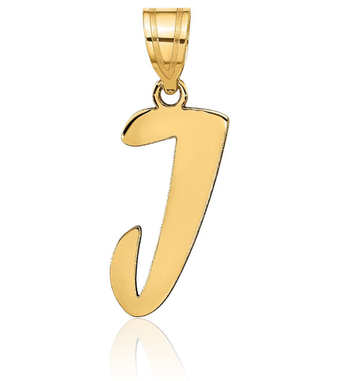 14K Solid Yellow Gold Dainty Letter J Initial Name Monogram Necklace Chain Pendant Charm