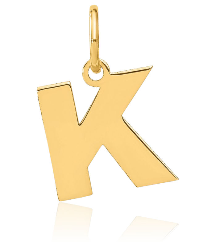14K Solid Yellow Gold Dainty Letter K Initial Name Monogram Necklace Chain Pendant Charm