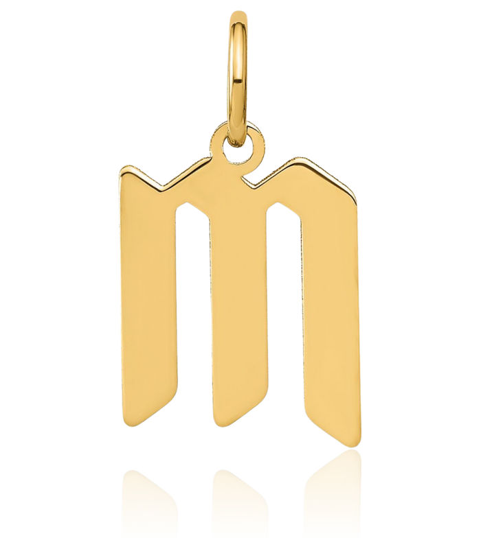 14K Solid Yellow Gold Dainty Letter M Initial Name Monogram Necklace Chain Pendant Charm