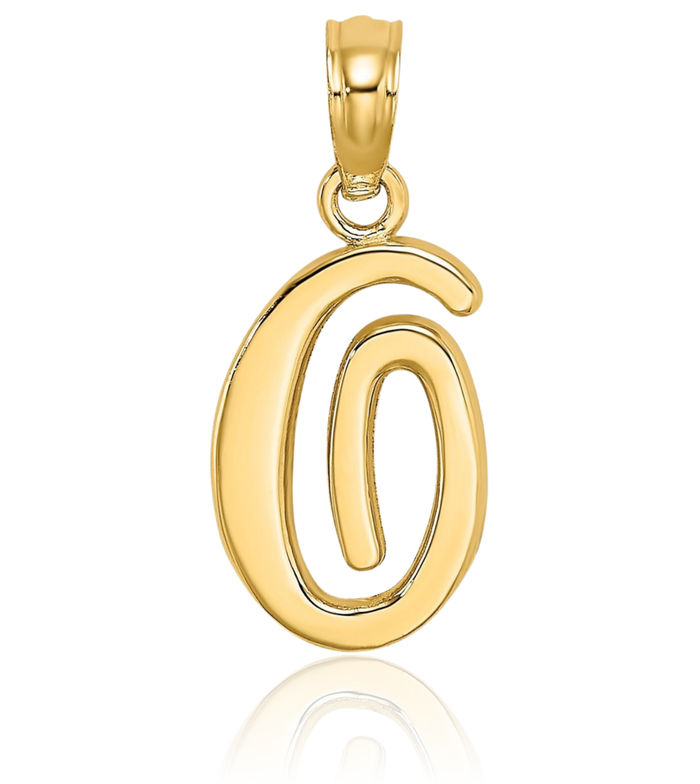 14K Solid Yellow Gold Dainty Letter O Initial Name Monogram Necklace Chain Pendant Charm
