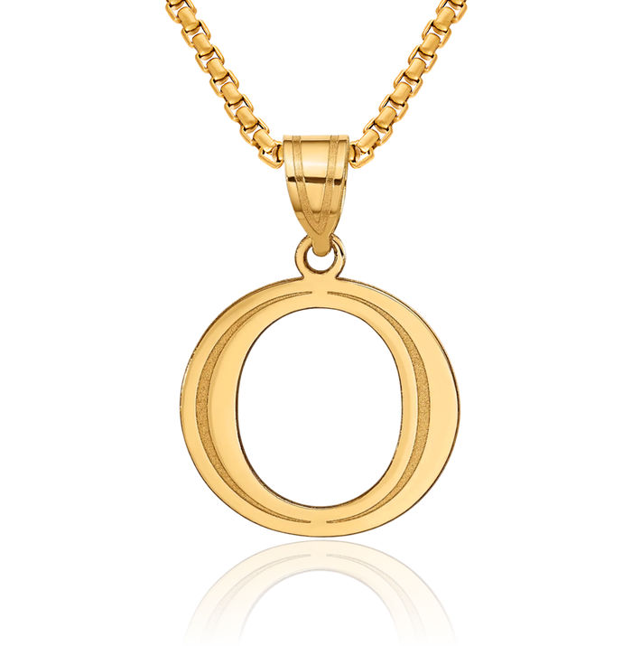 14K Solid Yellow Gold Dainty Letter O Initial Name Monogram Necklace Chain Pendant Charm