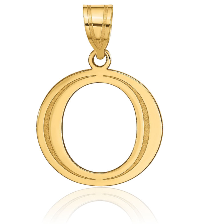 14K Solid Yellow Gold Dainty Letter O Initial Name Monogram Necklace Chain Pendant Charm