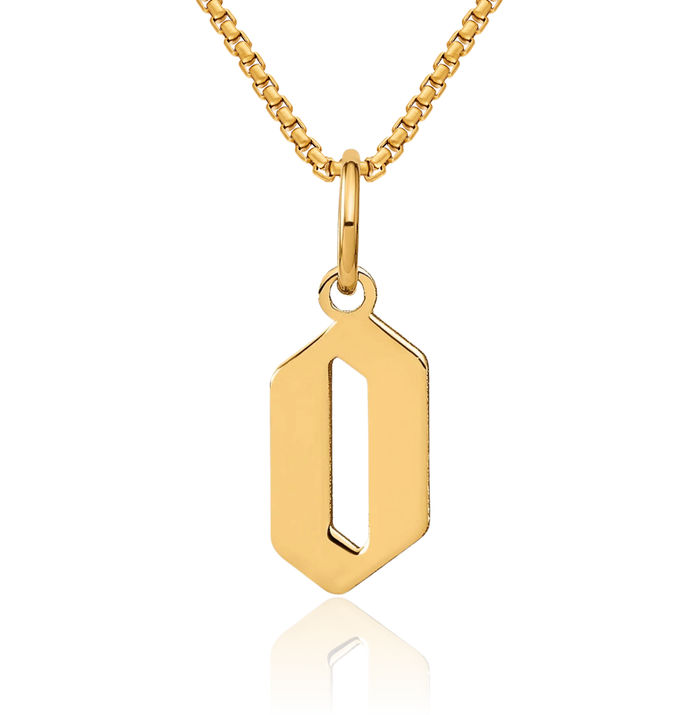 14K Solid Yellow Gold Dainty Letter O Initial Name Monogram Necklace Chain Pendant Charm