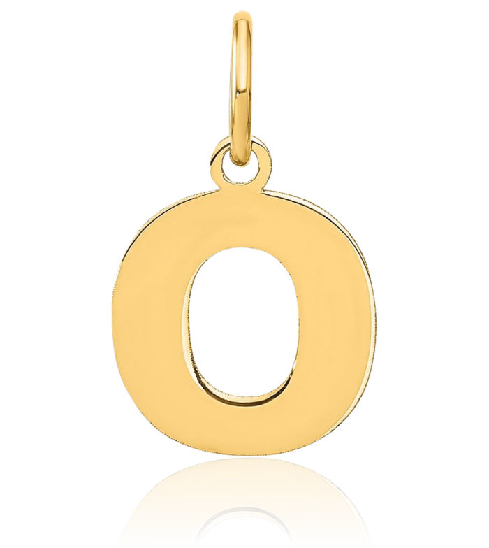 14K Solid Yellow Gold Dainty Letter O Initial Name Monogram Necklace Chain Pendant Charm