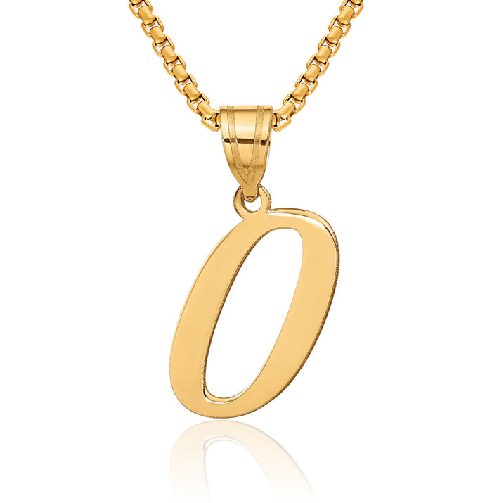 14K Solid Yellow Gold Dainty Letter O Initial Name Monogram Necklace Chain Pendant Charm