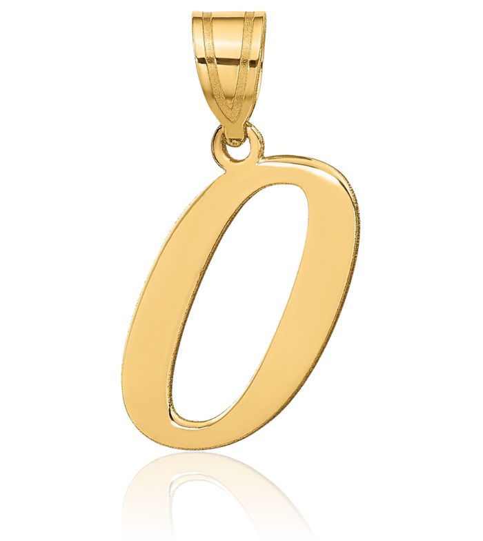14K Solid Yellow Gold Dainty Letter O Initial Name Monogram Necklace Chain Pendant Charm