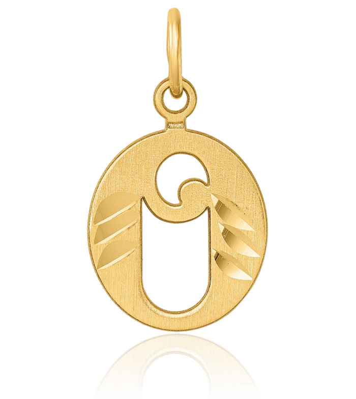 14K Solid Yellow Gold Dainty Letter O Initial Name Monogram Necklace Chain Pendant Charm
