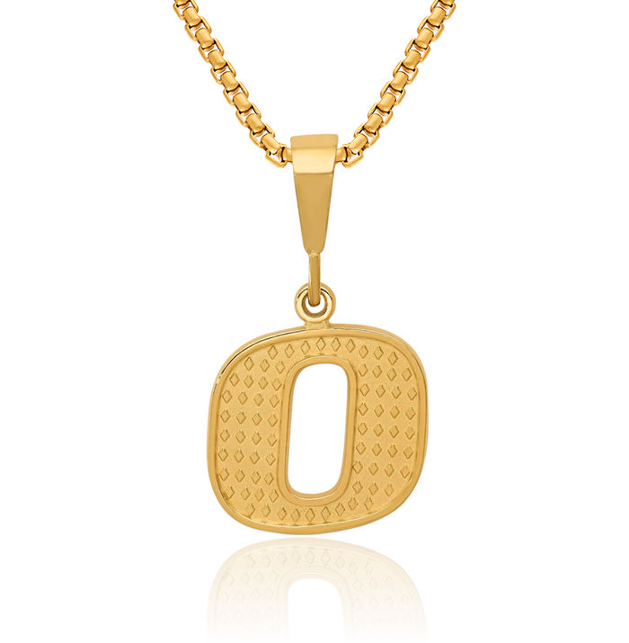 14K Solid Yellow Gold Dainty Letter O Initial Name Monogram Necklace Chain Pendant Charm