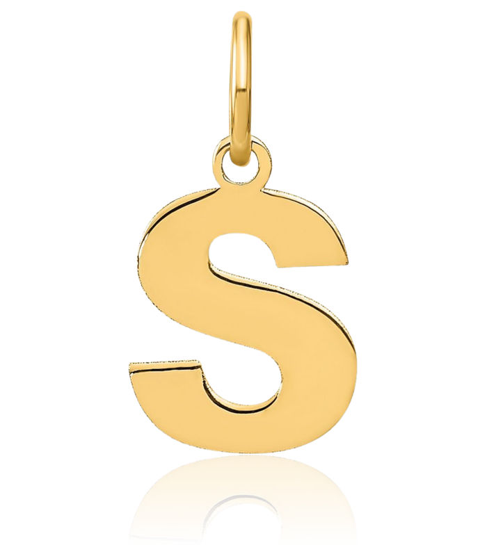 14K Solid Yellow Gold Dainty Letter S Initial Name Monogram Necklace Chain Pendant Charm