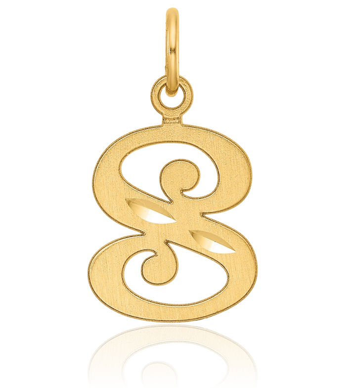 14K Solid Yellow Gold Dainty Letter S Initial Name Monogram Necklace Chain Pendant Charm