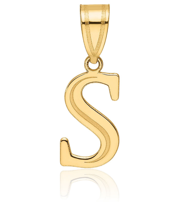 14K Solid Yellow Gold Dainty Letter S Initial Name Monogram Necklace Chain Pendant Charm