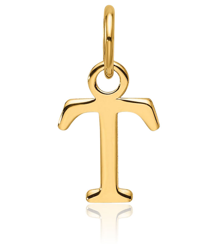 14K Solid Yellow Gold Dainty Letter T Initial Name Monogram Necklace Chain Pendant Charm