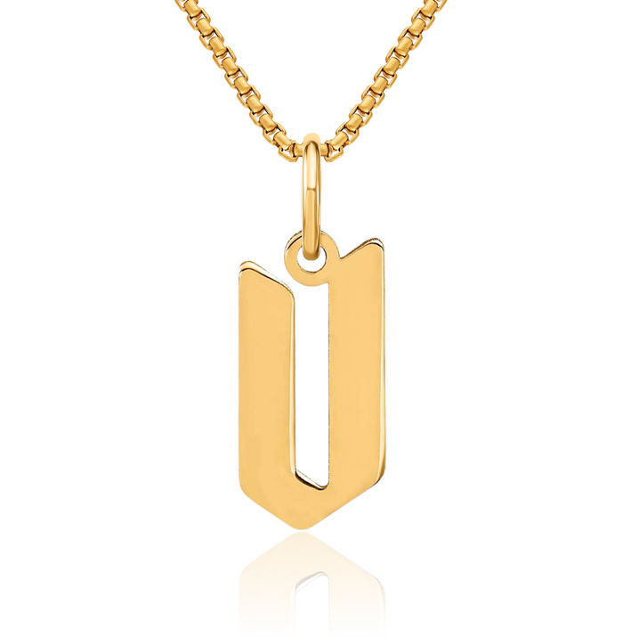 14K Solid Yellow Gold Dainty Letter V Initial Name Monogram Necklace Chain Pendant Charm