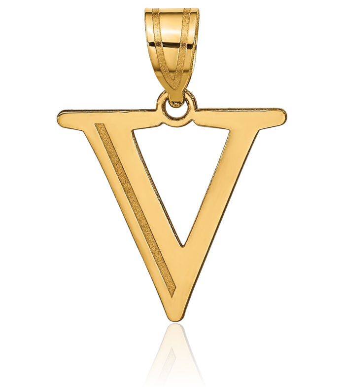 14K Solid Yellow Gold Dainty Letter V Initial Name Monogram Necklace Chain Pendant Charm