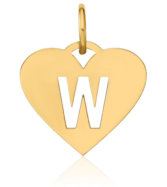 14K Solid Yellow Gold Dainty Letter W Initial Name Monogram Necklace Chain Pendant Charm