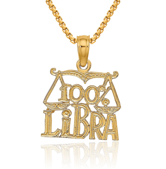 14K Solid Yellow Gold 100% Libra Zodiac Necklace Scale Balance Horoscope Pendant September October Birthday Charm Astrology Jewelry