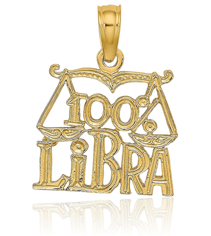14K Solid Yellow Gold 100% Libra Zodiac Necklace Scale Balance Horoscope Pendant September October Birthday Charm Astrology Jewelry