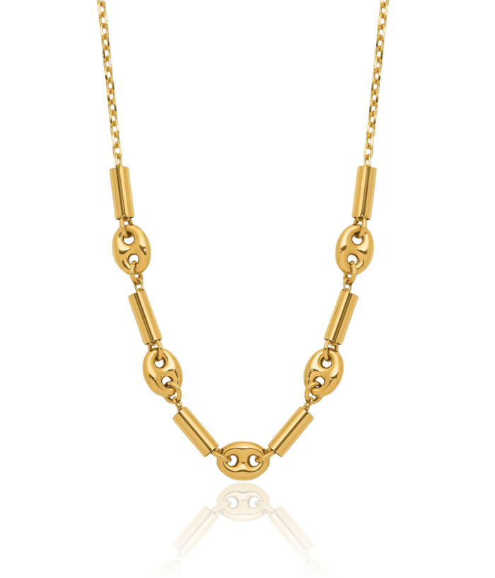 14K Solid Yellow Gold Link Bead Ball Chain Necklace