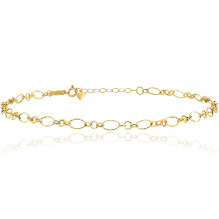 14K Solid Yellow Gold Link Chain Anklet Summer Beach Foot Ankle Bracelet