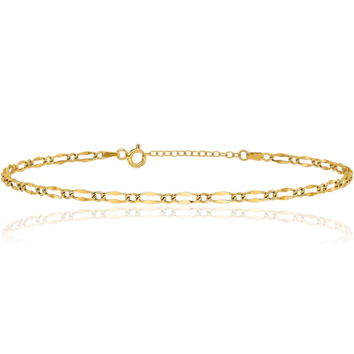 14K Solid Yellow Gold Link Chain Anklet Summer Beach Foot Ankle Bracelet