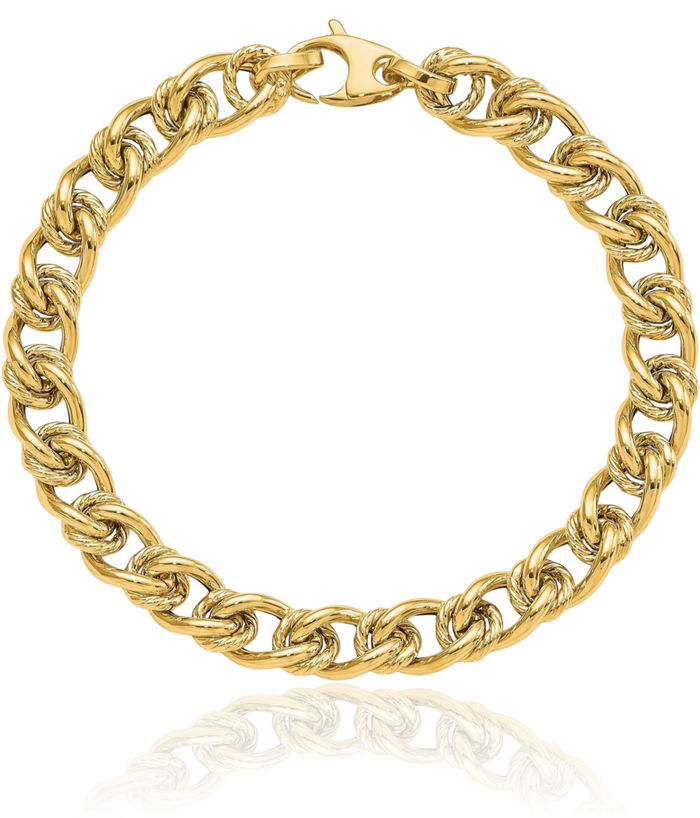 14K Solid Yellow Gold Link Chain Bracelet